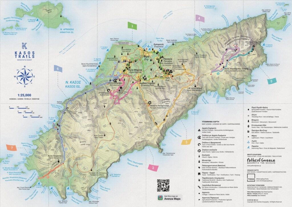 Map of the hiking trails of Kasos